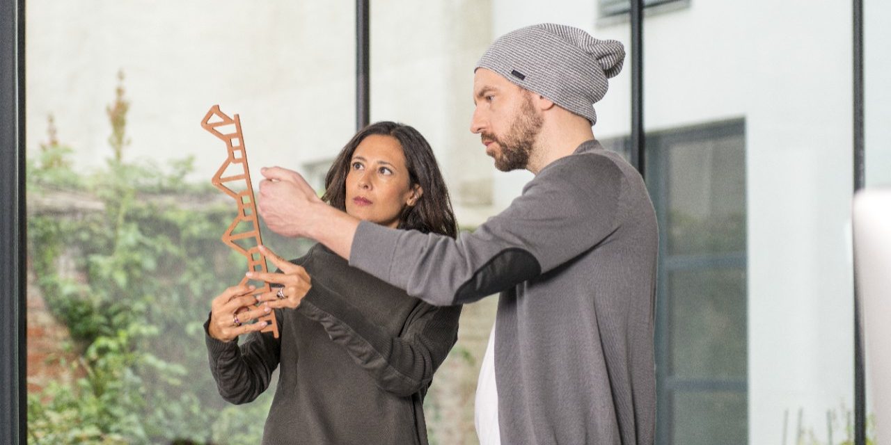 Architects inspecting the profile of an Argeton façade element