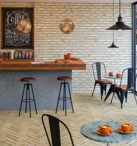 Marziale Brick Slips in a cafe setting