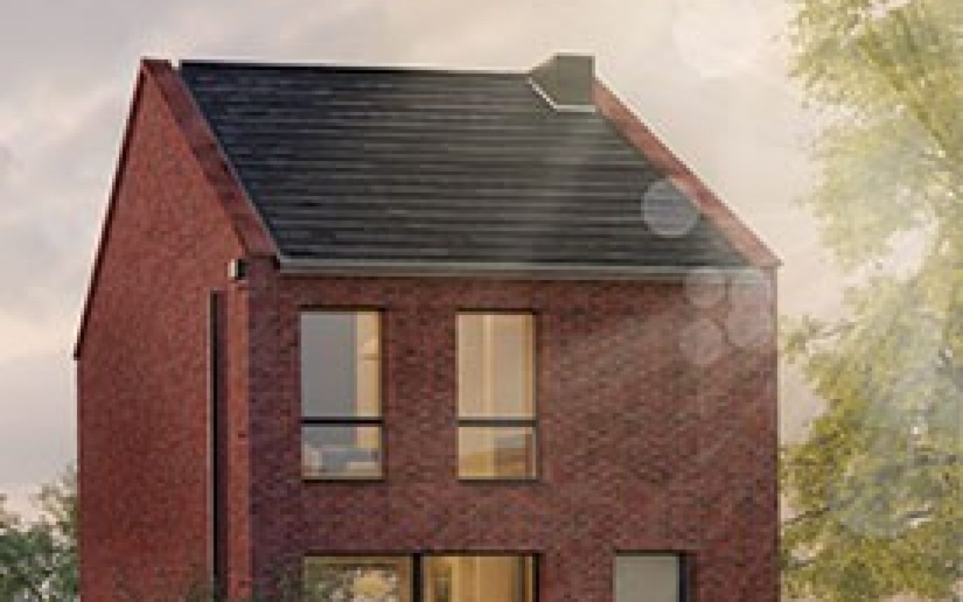 e4 house built in Hestia multi, porotherm 100 and new rivius antique slate